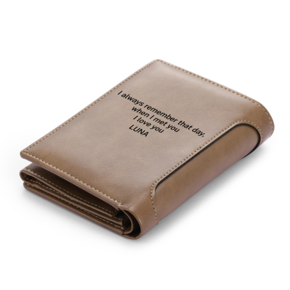 Personalised Photo Customized Leather Men's Wallet Customized Name and Text as Father's Day Gift for Dad
