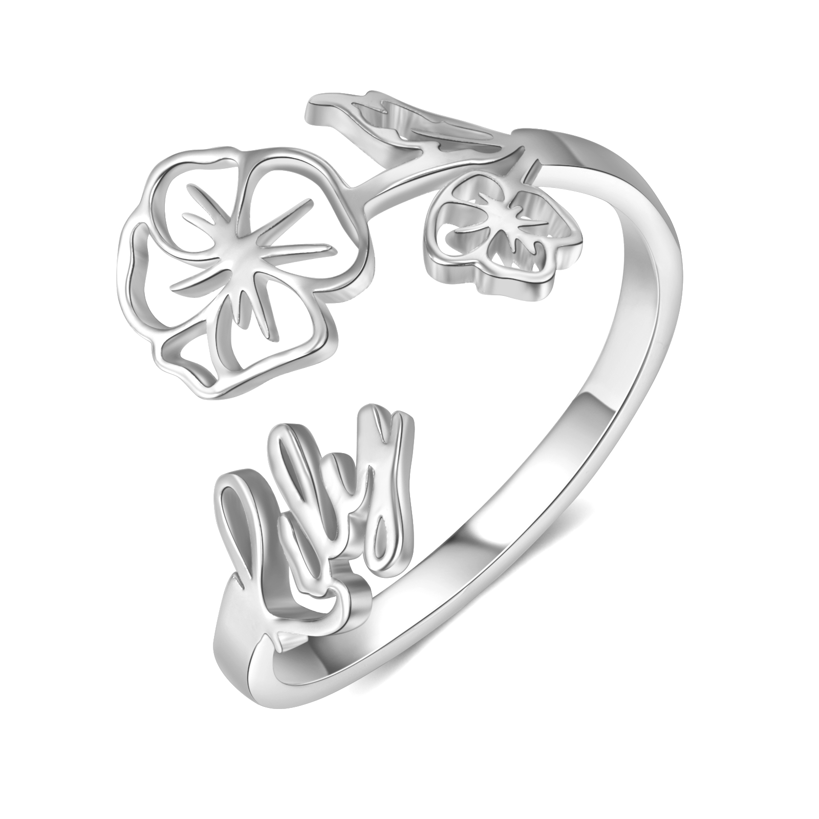 Personalized February Birth Flower Ring With Name Gifts For Her