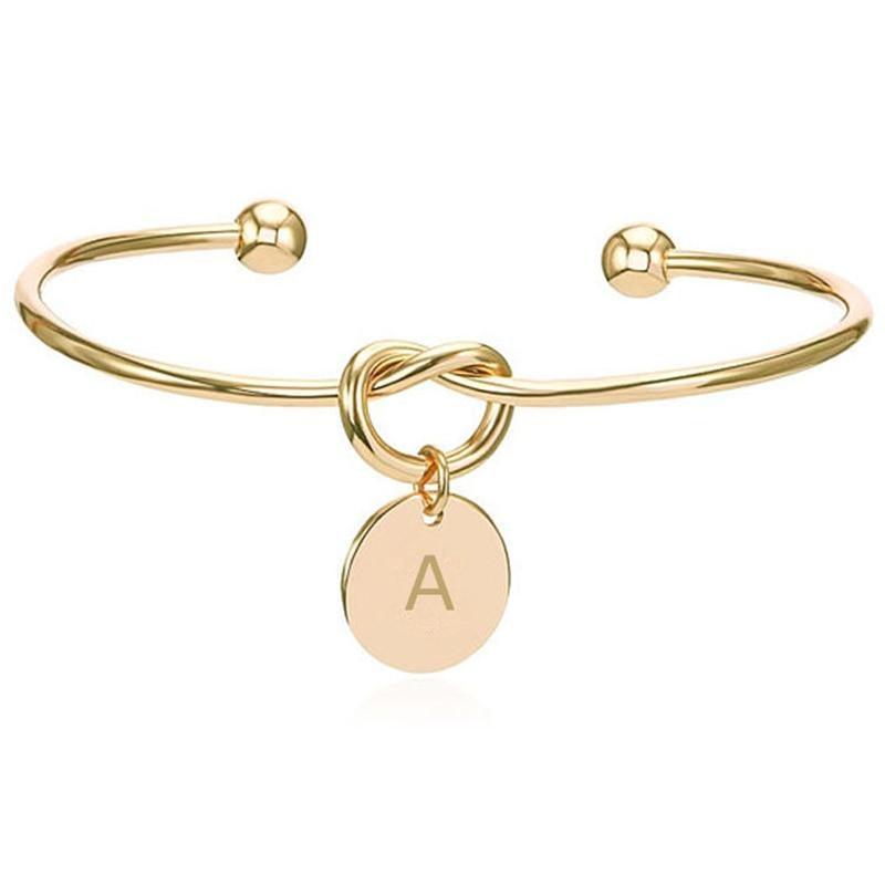 26 Letter Round Pendant Personalized Bracelet