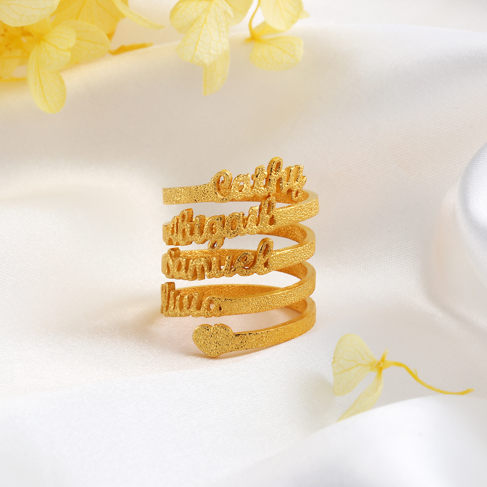Personalised Family Name Ring Custom 4 Names Gifts For Women | Jessemade
