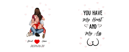 Personalised PU Leather Wallet – with Custom 2 Names, Characters, and Date – "You Have My Heart and My Ass" – Valentine’s Day Gift for Him | Jessemade