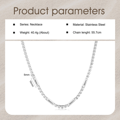 Personalised 1-5 Names Cuban Link Chain Mens Necklace