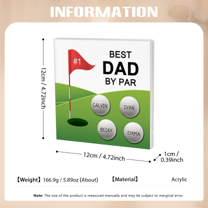 4 Names - Personalised Name and Text Acrylic Decor - Best Dad By Par - Father's Day Gift for Dad