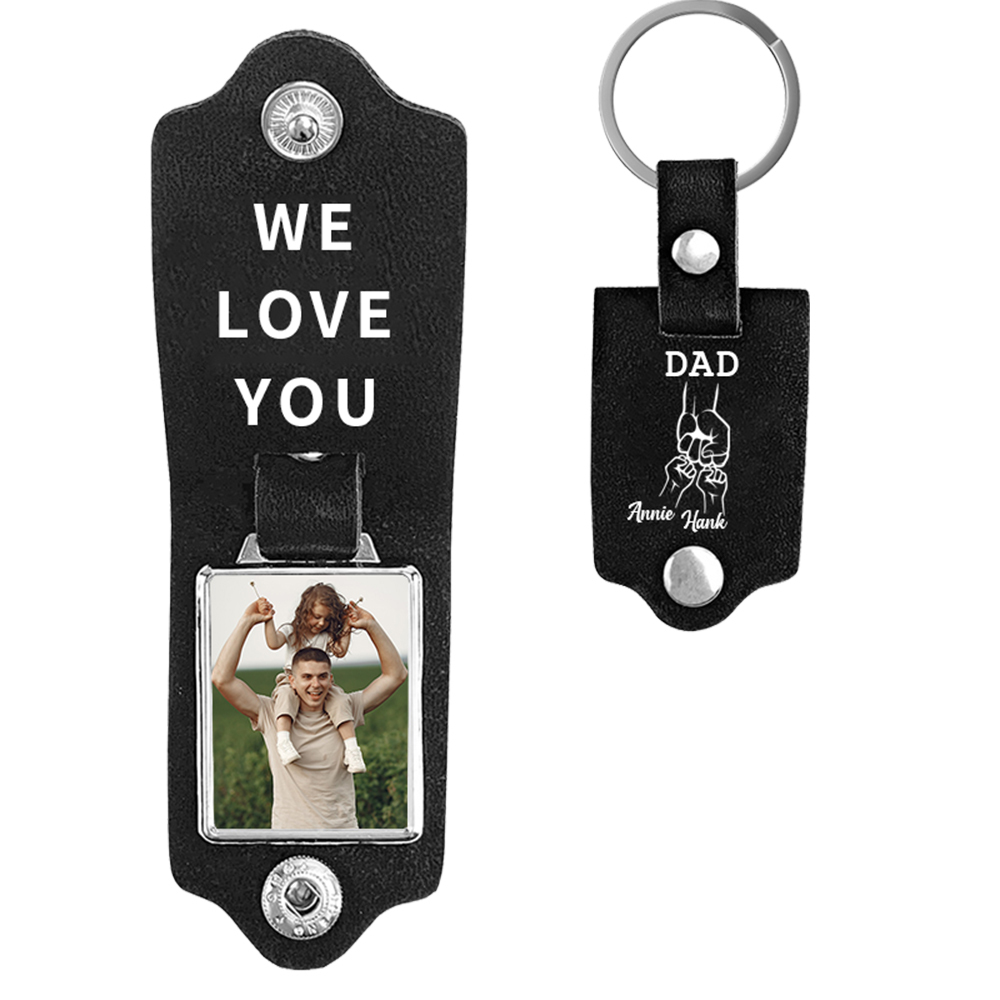 2 Names - Personalised Custom Photo Text Keyring Gift Custom Name for Dad