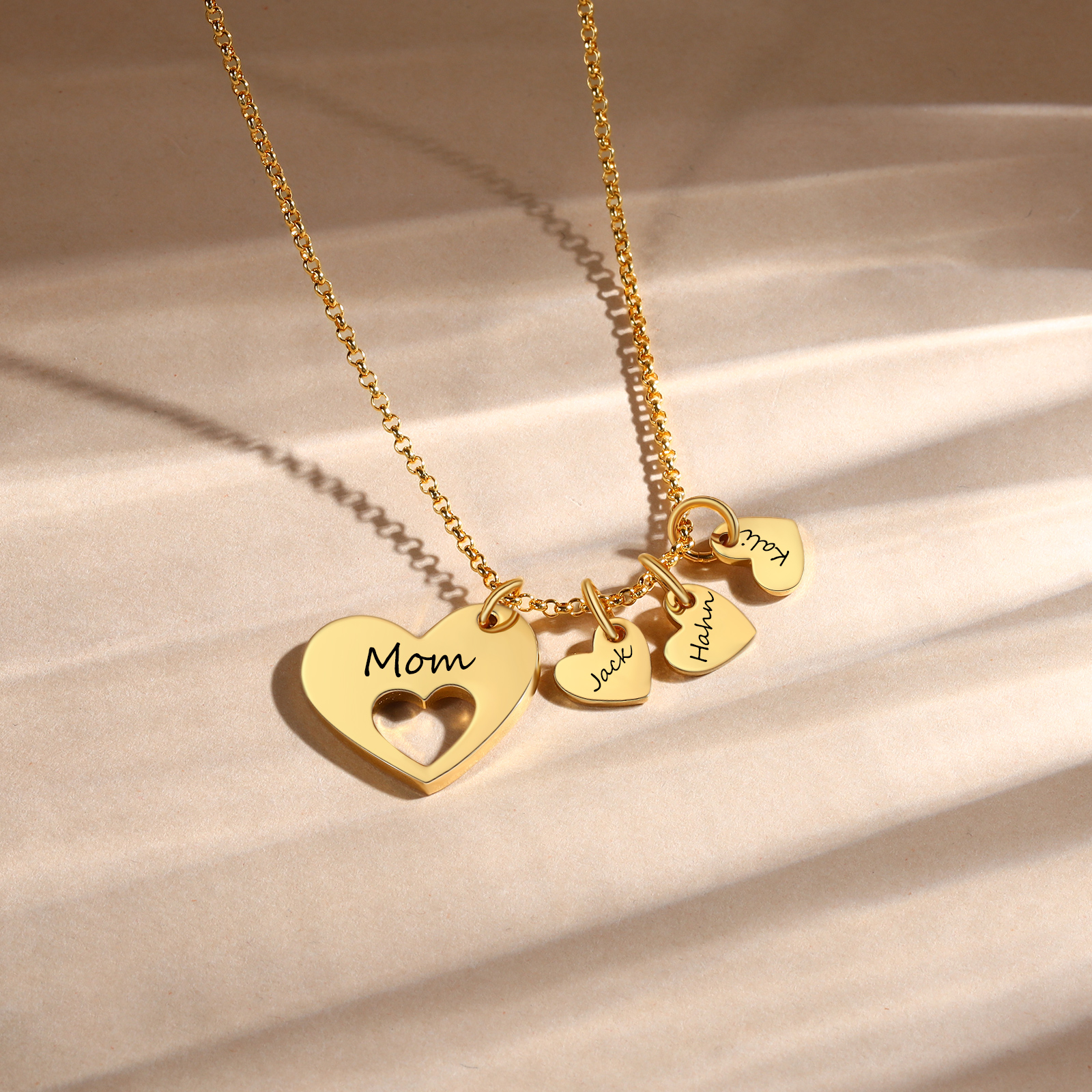 3 Names - Personalised Love Pendant Necklace with Gift Box Customized Name Gift for Her