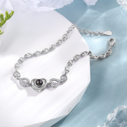 Heart Chain Projection Bracelet Personalised Photo Bracelet Creative Gift for Her Unique Mother's Day Gifts