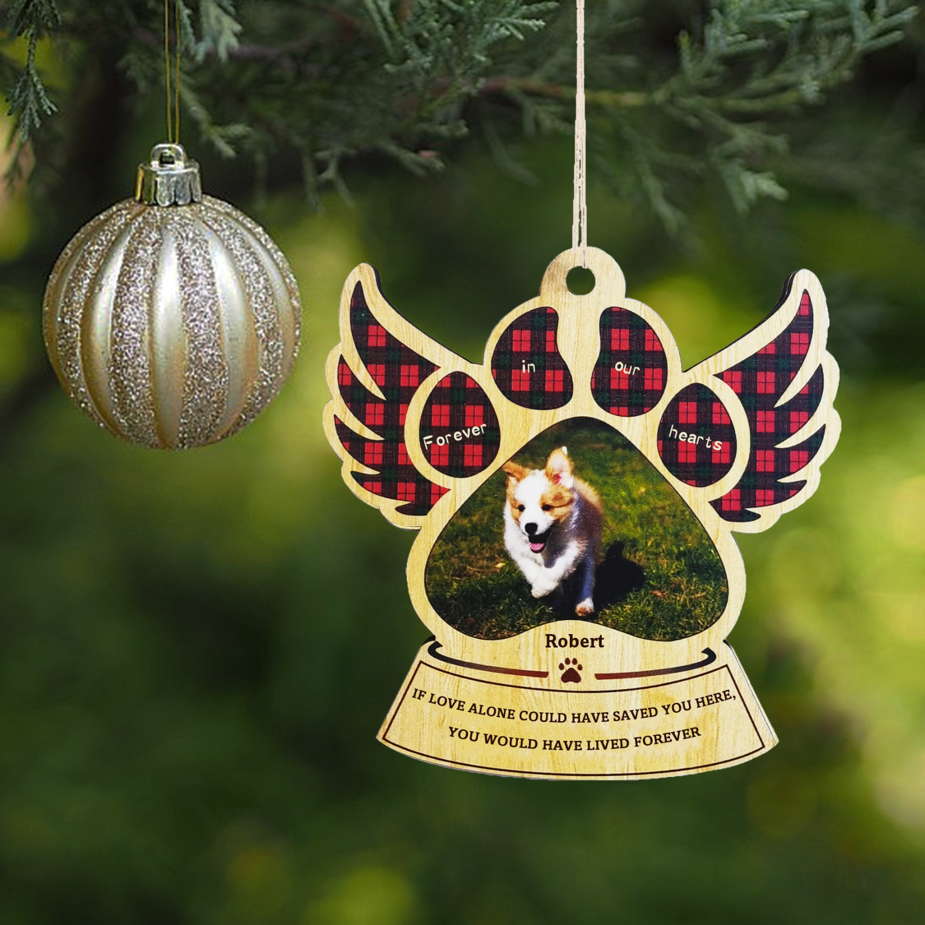 Personalized Pet Gift Custom Wooden Paw Ornament Christmas Gift For Family