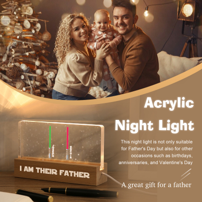 Personalised Star Wars Logo Father's Day Gift - I'm Their Dad - Table Lamp with 2 Names