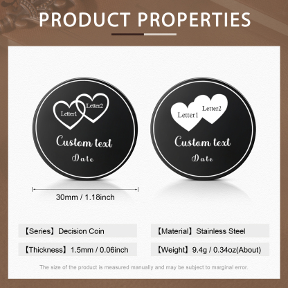 2 PCS Personalized Letter Stainless Steel Couple Coin Custom Anniversary Special Gift