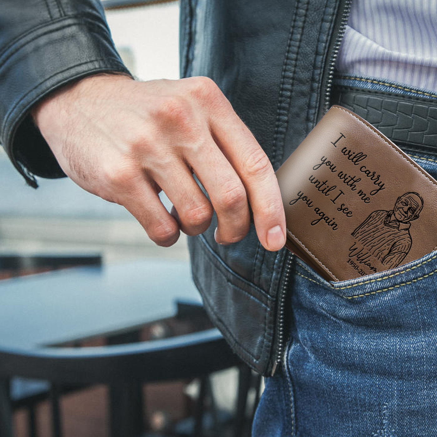 Personalised PU Memorial Leather Wallet Custom Photo Keepsake Memorial Gift | Jessemade