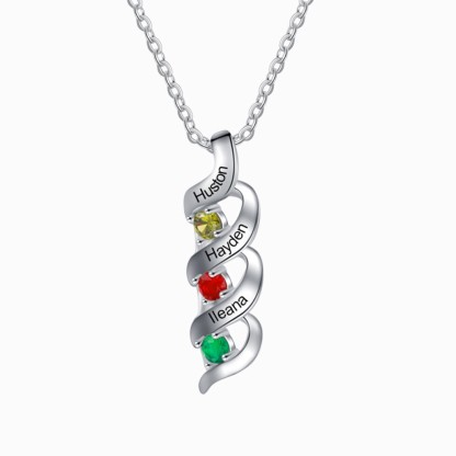 Customized Necklace Cascading Pendant with 1-10 Birthstones Engraving Names Gifts for Her | Jessemade