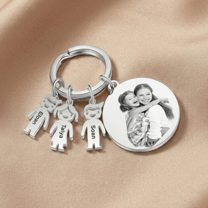 Personalised 1-5 Kid Charms Keyring For Family