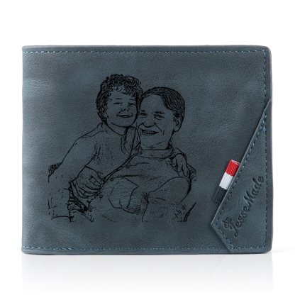 3 Names - Personalised Fist Bump Photo Custom Leather Men's  Wallet as a Father's Day Gift for Dad