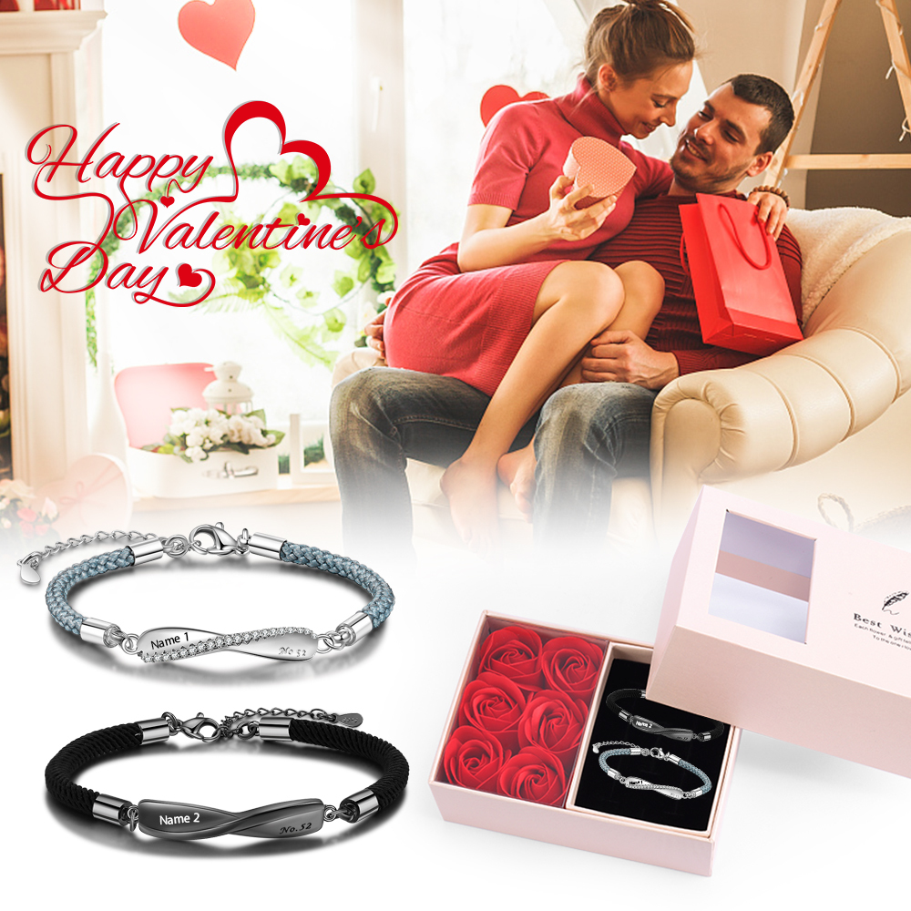 Customized Couple Bracelets Engrave Names Matching Bracelet Love Gifts