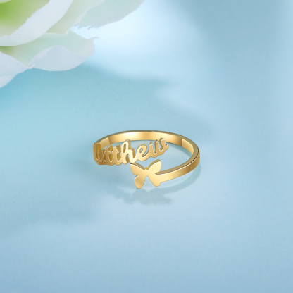 Personalised Butterfly Ring Custom 1 Names Best Gift For Women