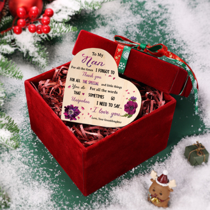 To My Nan Violet Flower Candlesticks-I Need To Say I Love You-Heart Wooden Candle Holder from Granddaughter