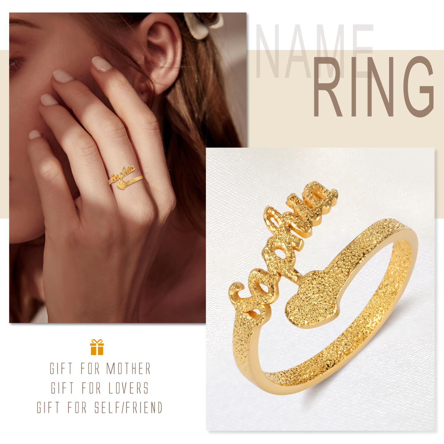 Personalised Family Name Ring Custom 1 Names Gifts For Women | Jessemade