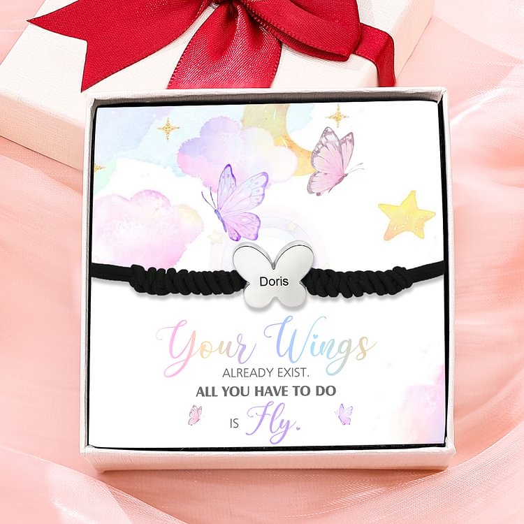 Butterfly Adjustable Bracelet Custom Name Bracelet Gift for Daughter Granddaughter - Your Wings Always Exist, All You Have To Do Is Fly