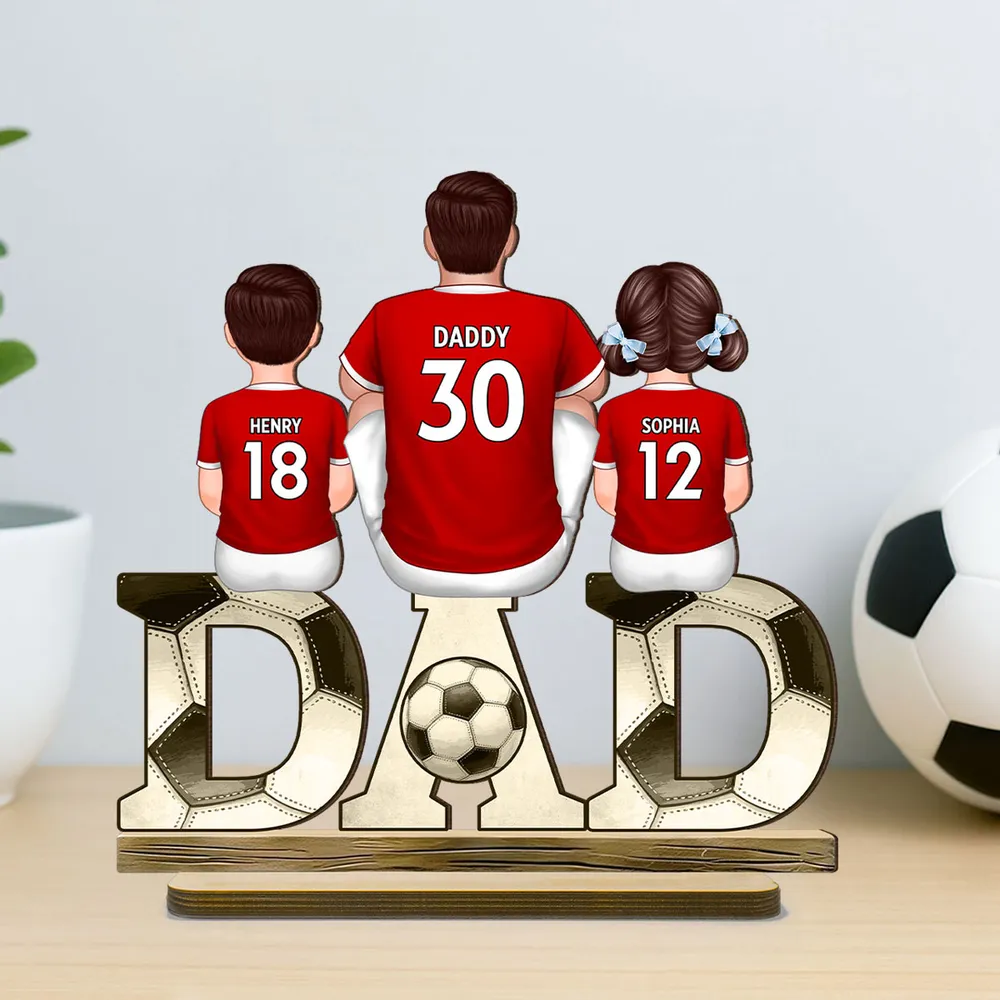 2-5 Names Personalised Football Dad Ornament - Custom Decoration Plaque for Father | Jessemade