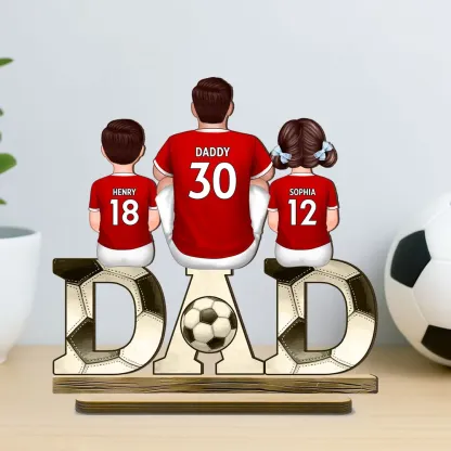 2-5 Names Personalised Football Dad Ornament - Custom Decoration Plaque for Father | Jessemade