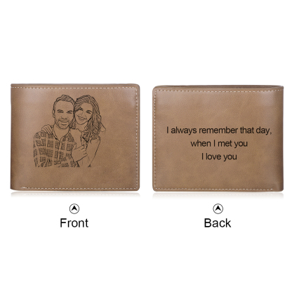 Personalised 2 Photos & 2 Text Set Custom Wallet & Keychain & Pen Gift Box Set Father’s Day Gift