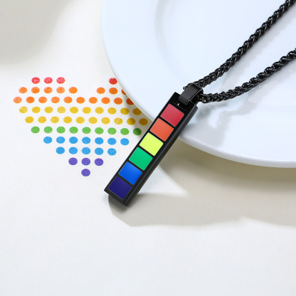 Rainbow Bar Necklace Cuban Chain LGBT Pride Gifts