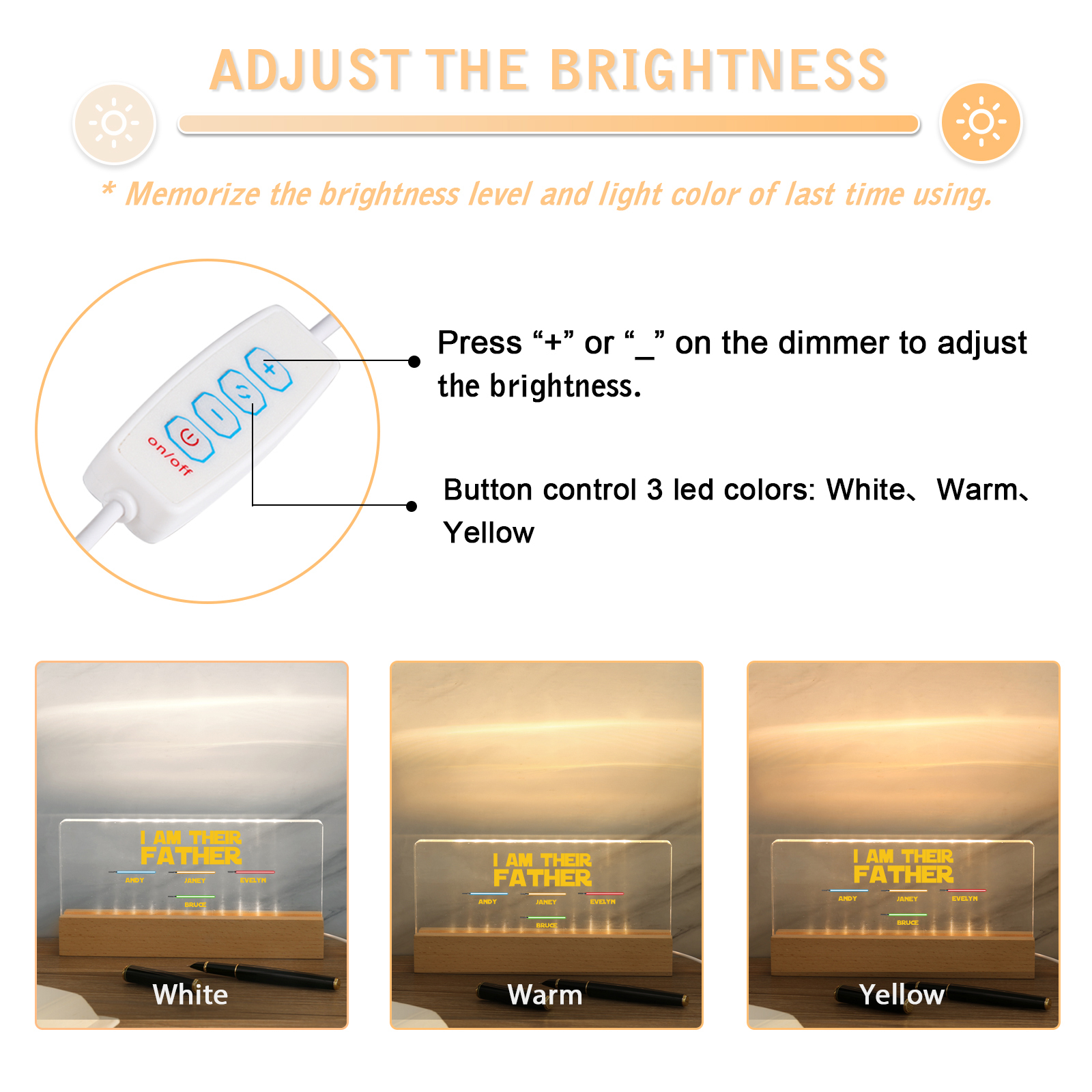 4 Names-Personalised Star Wars Logo Table Lamp-I am their dad-Father's Day Gift For Dad