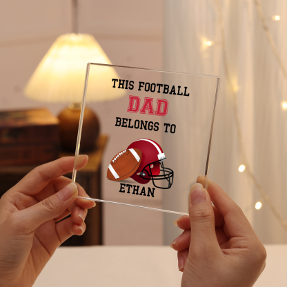 1 Name -Personalised Football Acrylic Keepsake Customized Name Acrylic Plaque Ornament Father's Day Gift for Dad
