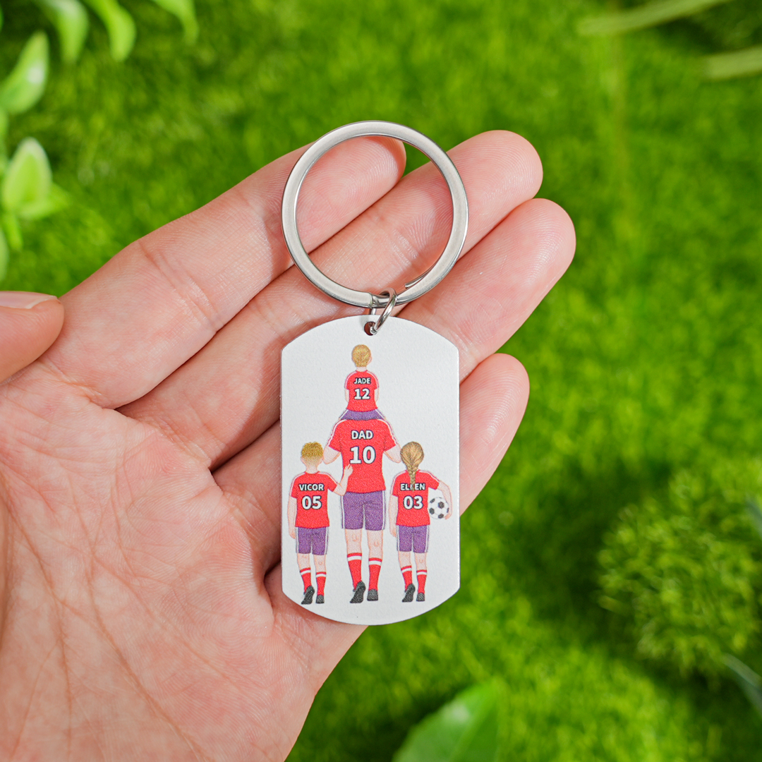 1-3 Names - Personalized Football Team Fist Keychain Customized Name Gift for Mum