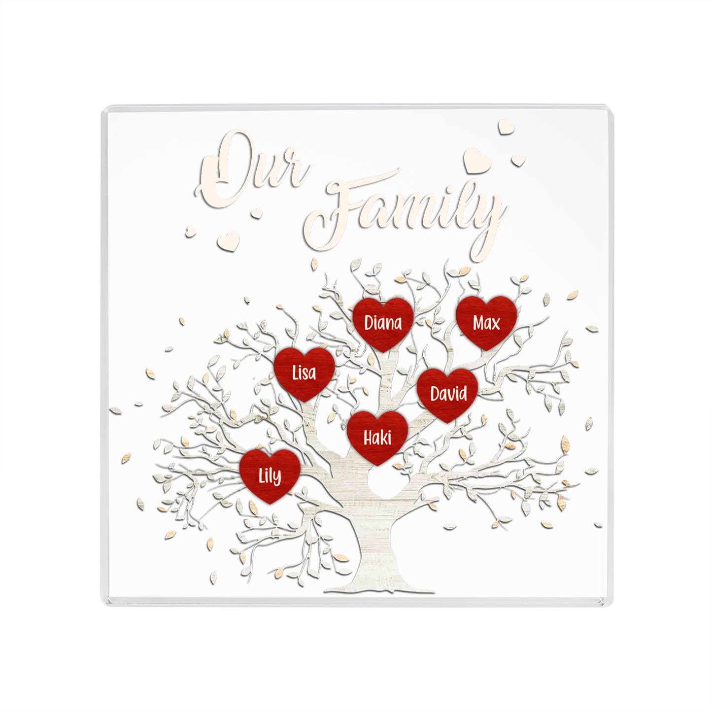 6 Names-Personalised Acrylic Family Tree Keepsake-Custom Text and Names-Acrylic Plaque Home Decoration Gift for Dad/Grandad