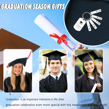 5 Names - Personalised Name Exquisite Graduation Keyring Gift For Her/Him