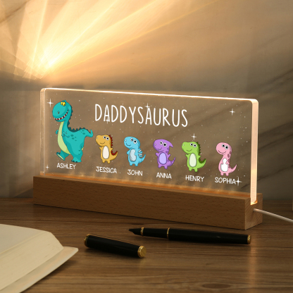 6 Names - Personalised Cute Dinosaur Pattern Beautiful Table Lamp Father's Day Gift for Dad