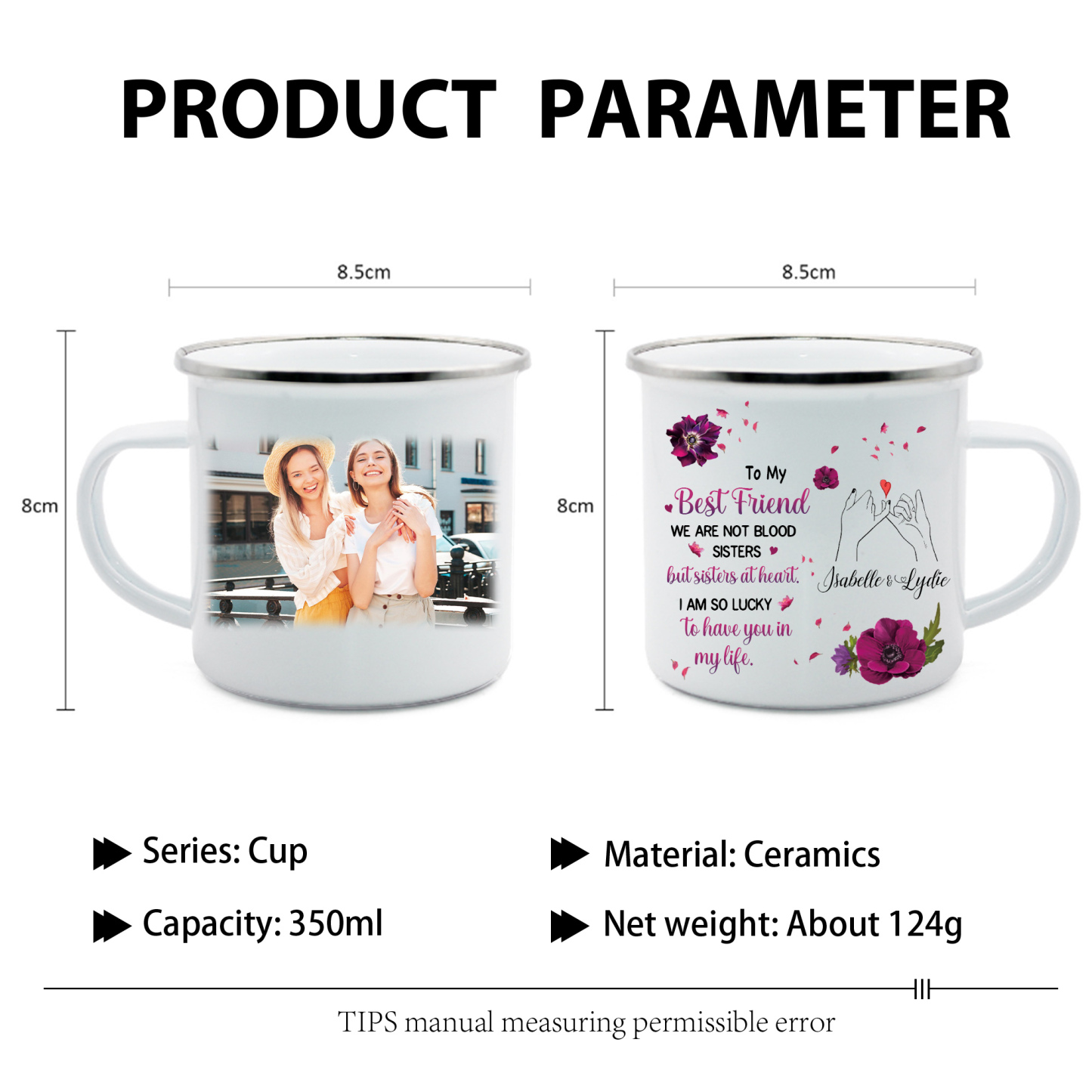 Personalised 2 Names And Photo Mug-Custom Set With Gift Box To My Best Friend Birthday Gift Ceramic Coffee Mug for Bestie