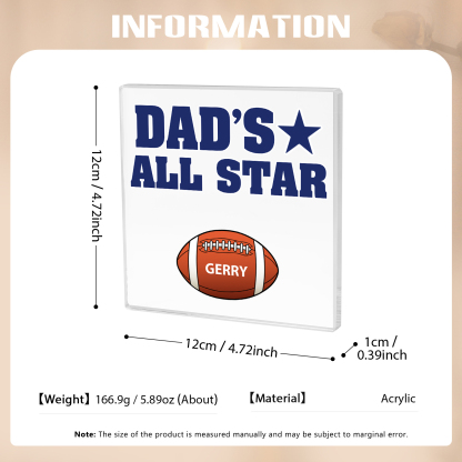 1 Name - Personalised Football Acrylic Keepsake Customized Name Acrylic Plaque Decoration Father's Day Gift for Dad