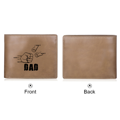 Personalised 3 Names Fist Bump Gift Set Custom Wallet & Keychain & Pen Gift Box Set Father’s Day Gift