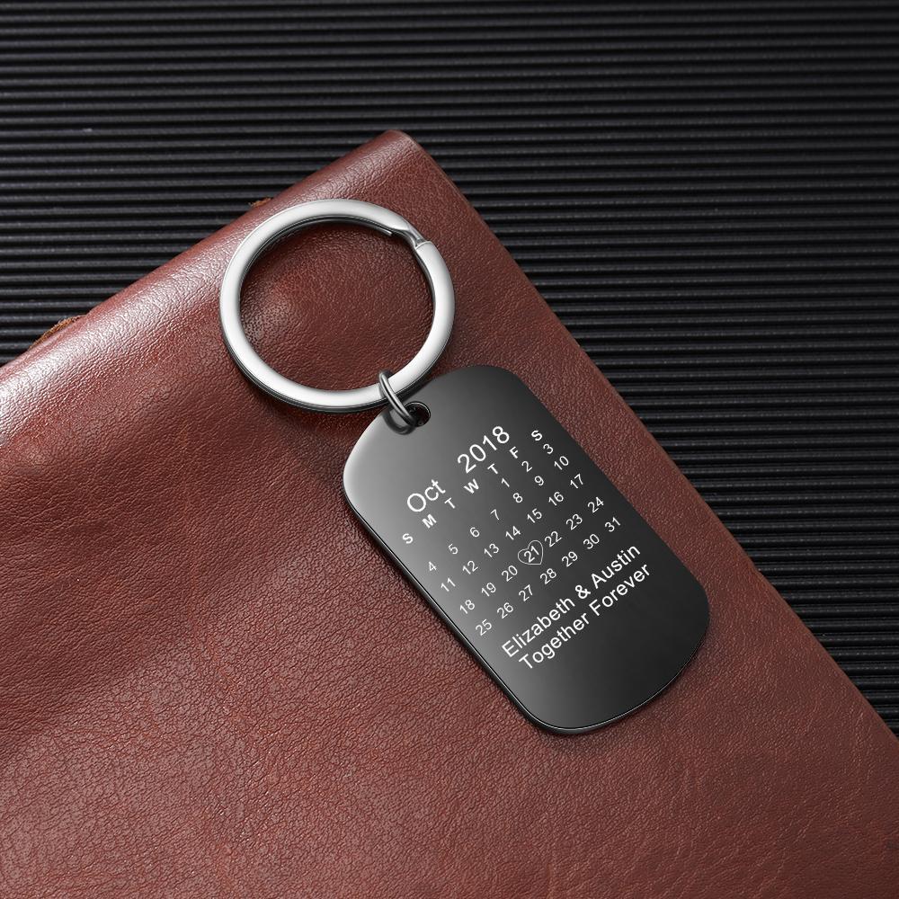 Personalised Calendar Keyring Engraved Photo Keyring Gifts For Him