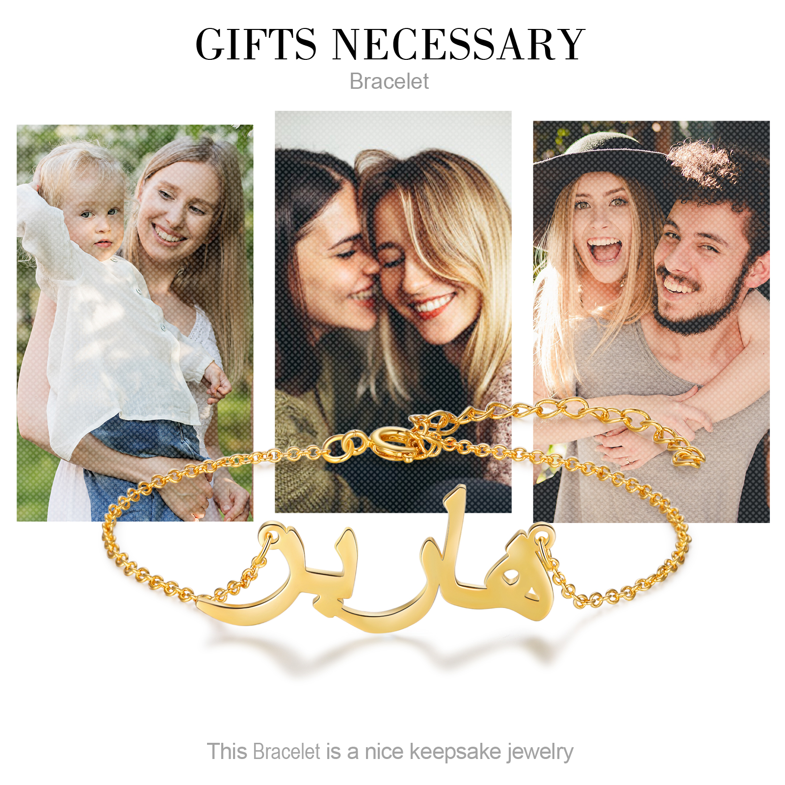 Personalised Arabic Bracelet Custom 1 Name Bracelet Gift For Women