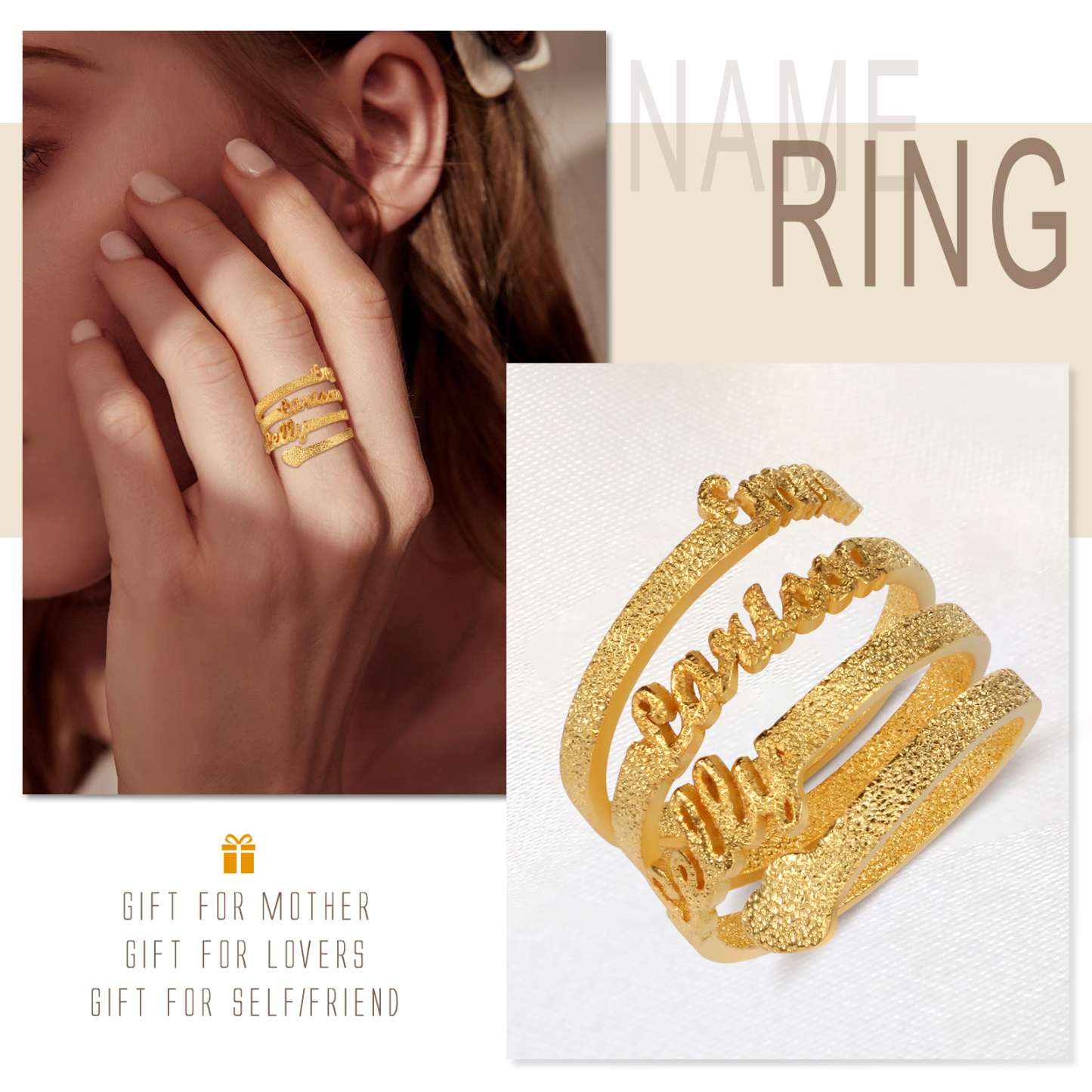 Personalised Family Name Ring Custom 3 Names Gifts For Women | Jessemade