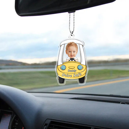 Acrylic Keyring/Decoration Personalised Photo, Name And Text Driving Pattern Pendant For Dad