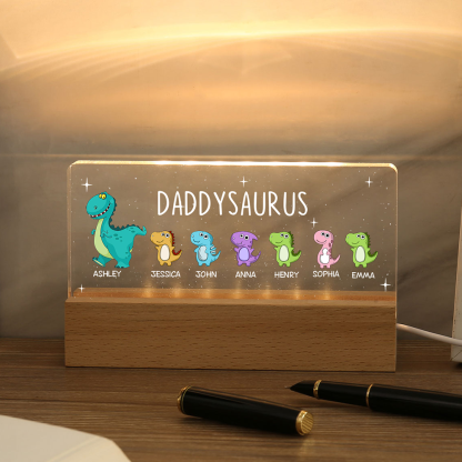 7 Names - Personalised Cute Dinosaur Pattern Beautiful Table Lamp Father's Day Gift for Dad