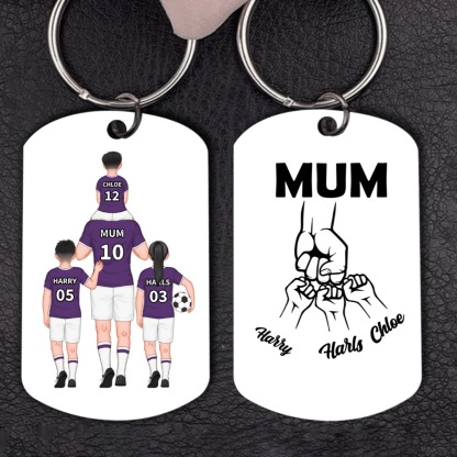 1-3 Names - Personalized Football Team Fist Keychain Customized Name Gift for Mum