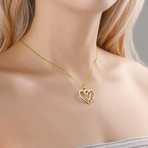 Personalised Heart Necklace Custom 2 Names Necklace Gift For Women