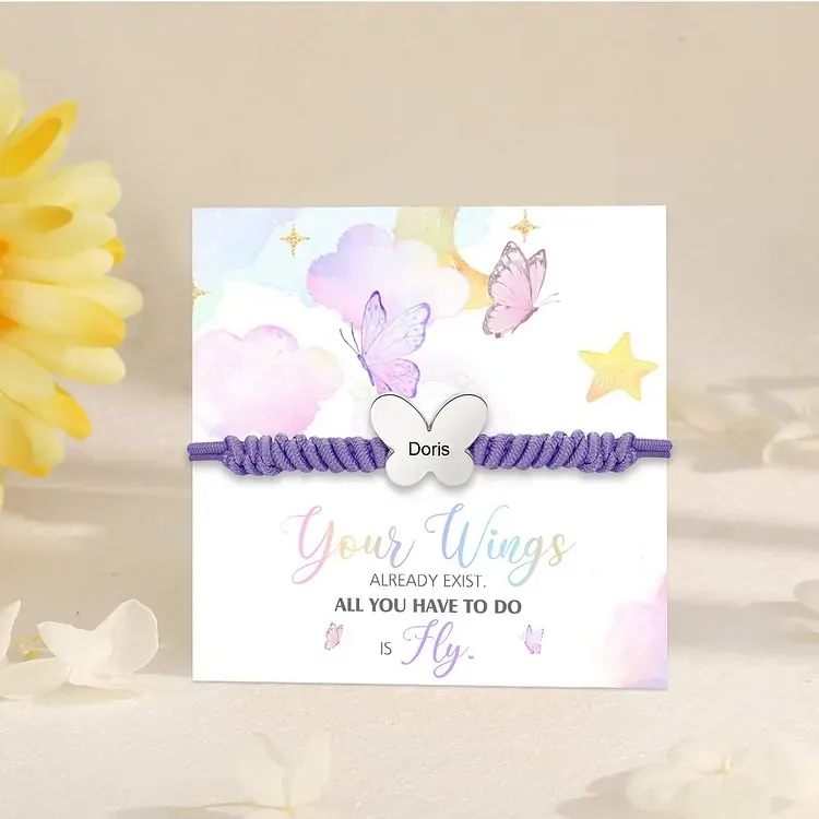 Butterfly Adjustable Bracelet Custom Name Bracelet Gift for Daughter Granddaughter - Your Wings Always Exist, All You Have To Do Is Fly