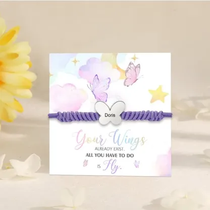Butterfly Adjustable Bracelet Custom Name Bracelet Gift for Daughter Granddaughter - Your Wings Always Exist, All You Have To Do Is Fly