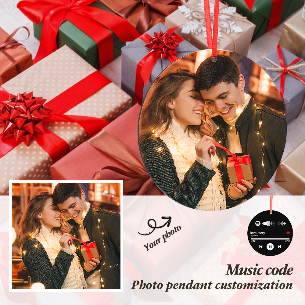 Personalized Spotify Code Music Christmas ornament-Custom 1 Photo