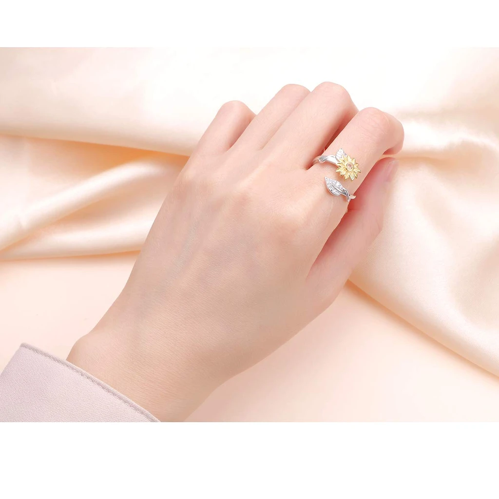 You are My Sunshine Sunflower Heart Ring