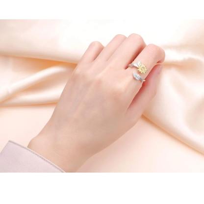 You are My Sunshine Sunflower Heart Ring