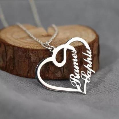 Personalised Heart Necklace Custom 2 Names Necklace Gift For Women
