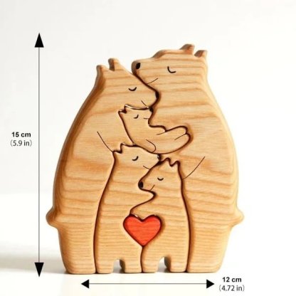 Personalised Wooden Bears Family Puzzle Custom 2 Names Gifts for Family