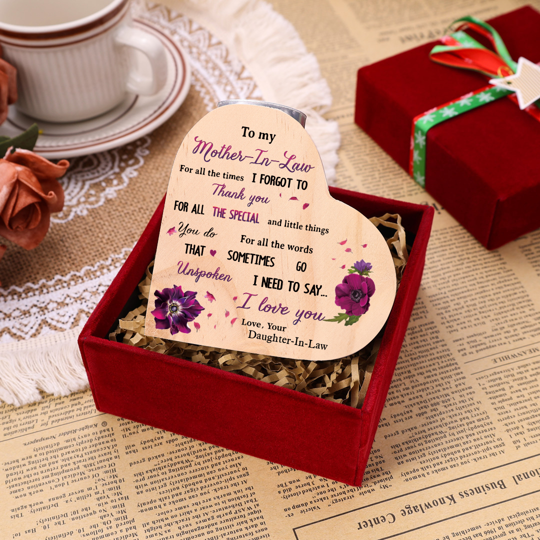 Mothers GiftsTo My Mother-In-Law Candle Holder "For all the times I forgot to thank you" Wooden Candlestick